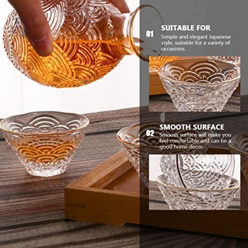 Cabilock Прозрачен Набор от Съдове за готвене Стъклен Японски Комплект за Саке Чаена Чаша С Релефни Чаша Саки Стъклена Гарафа Традиционните