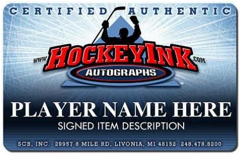 НЭЙТАН МАККИНЪН подписа шайбата Колорадо Аваланш - 2014 РОЙ - за Миене на НХЛ с автограф