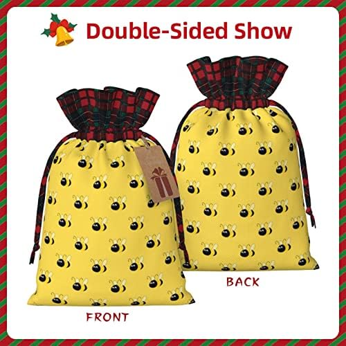 Коледни Подаръчни Торбички на съвсем малък Allgobee, Трудолюбие Пчела-Карикатура-Жълт Клетчатая Чанта от съвсем малък от Бъфало,