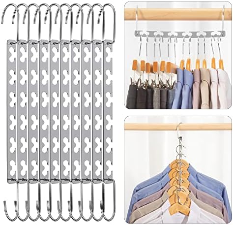 DECOZY Magic Hangers Компактни закачалки за дрехи Smart Closet Saver Опаковка от 20 броя – Сверхпрочная Хромирана стомана, Компактен