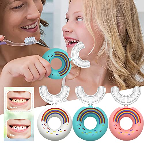 Детска U-образна четка за Зъби За Почистващо масаж на 360 ° Четка за Зъби С Мек Силиконов Дюза за храните (F)