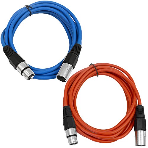 Сеизмично аудио - SAXLX-6-2 комплекта 6-инчов свързващи кабели XLR за мъже и XLR за жени - Балансиран 6 фута свързващ кабел - Син