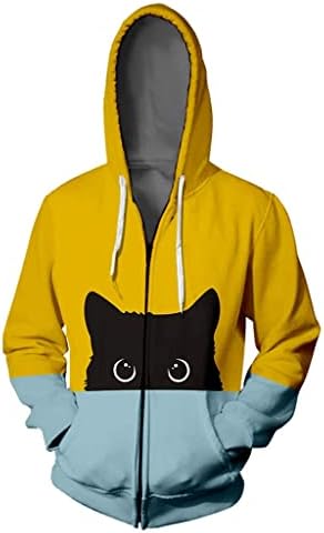 uikmnh Hoody с качулка за момичета, дълъг ръкав, джоб, качулка с цип, есенно-зимна и пролетно блуза, ежедневни hoody с кошачьим