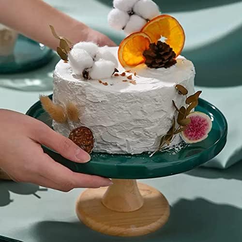 Поставка за торта RAZZUM Cupcake Тъмно Зелена Високата Форма За Торта със Стъклен Капак Сладкарница Тава Десерт Маса, Поставка За