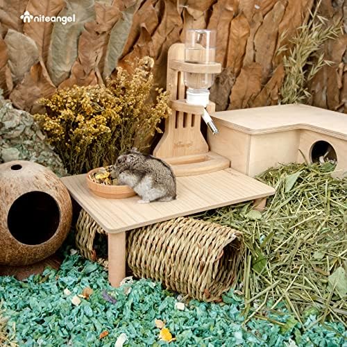 Дървена платформа Niteangel Play Hamster за джудже сирийските хамстери, един gerbil, Мишки, Дегу или други малки домашни любимци