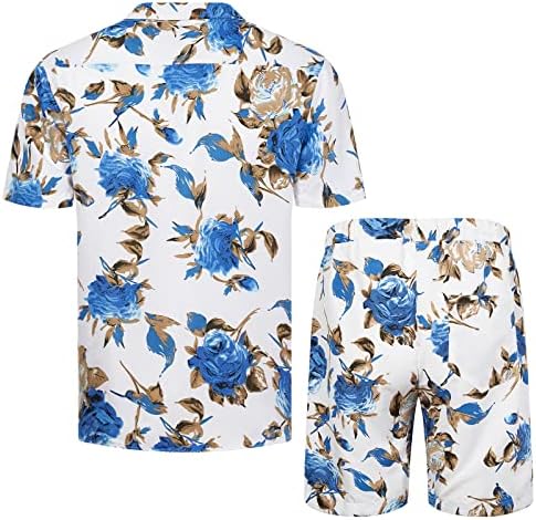Мъжки Хавайски Комплекти MANTORS с цветен Модел, Риза с копчета с Къс ръкав и къси Панталони, Комплекти от 2 теми