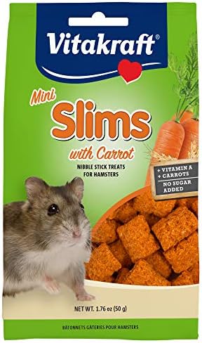 Vitakraft Mini Slims с Моркови Десерт за Хамстери и дребни животни, 1,76 унция, Кафяв