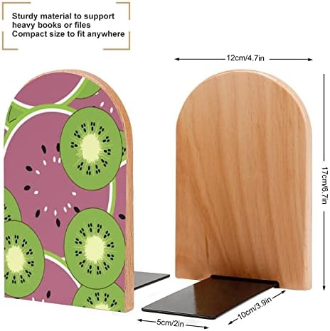 Дървена Поставка за книги с шарките на Киви и Диня, Декоративна Нескользящая Поставка за книги, 1 Чифт 7x5 Инча