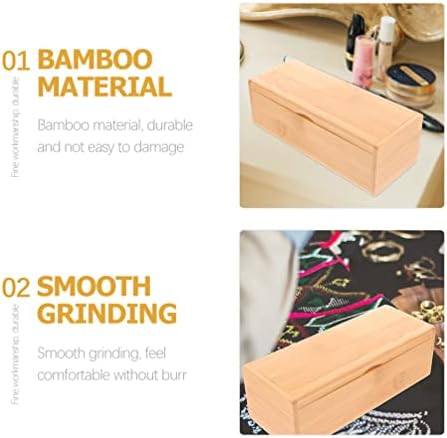 Garneck Кутия-Органайзер за Бижута, Кутии За Съхранение 2 елемента Дървена Кутия За Съхранение с Панти Капак Бамбук Органайзер За