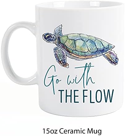 P. Graham Dunn Go With Flow Turtle Морска Бяла Порцеланова Кафеена Чаша с тегло 15 грама