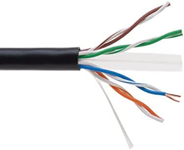 Кабели директно Онлайн основа cat6a 1000ft Кабел Черен Плътен Голи Медни 23AWG 4 Двойки Оптична кабели Ethernet PoE++ (4PPoE), Неекранирана