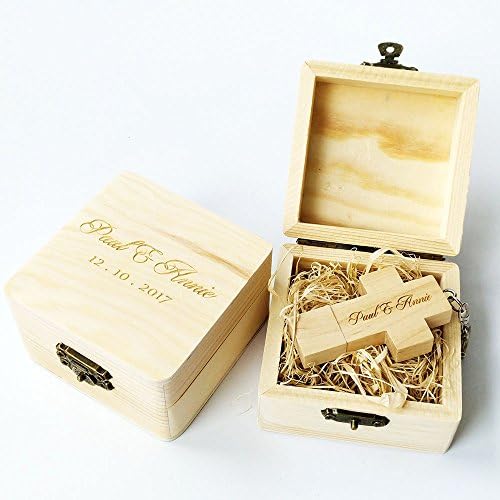 Персонализирани Wooden е кръстовидна USB устройство от Клен дърво обем 8 GB, Подарък за Кръщенета (USB в Дървена кутия)