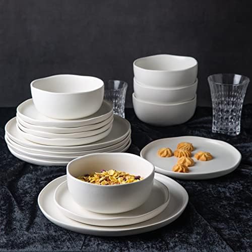 Комплекти керамични съдове за готвене AmorArc, Комплекти керамични чинии и мисок с една вълнообразна ръб, с висока устойчивост на