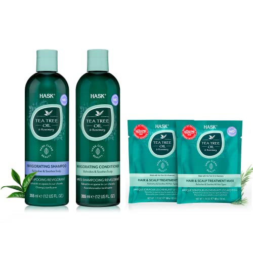 Колекция HASK Tea Tree Deep Conditioner и шампоан + Балсам: Включва в себе си 2 опаковки дълбоко климатик и 1 комплект-шампоан +