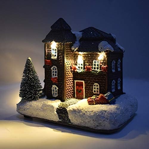 UXZDX CUJUX Коледна Сцена от Смола Селски Къщи Град с Топло Бял led изискана празнична украса (Размер: Стил 3)