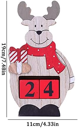 Страхотен Коледен Коледен Орнамент Адвент Календар за обратно броене на числа Квадратен Дървен Календар с Цифри Десктоп Украса за