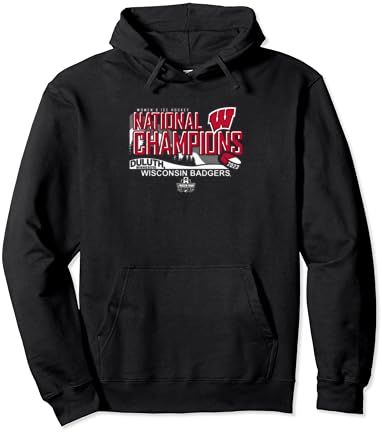 Wisconsin Badgers National Champs Женски хокей 2023 Черен Пуловер С качулка
